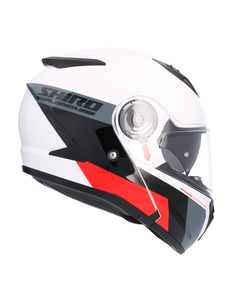 Casco Shiro Explorer Maverick blanco perla rojo