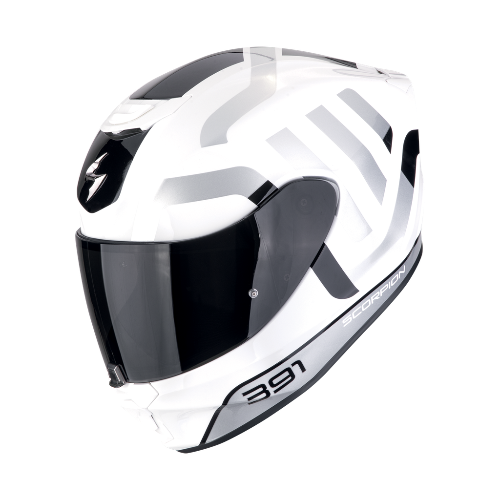 Casco Scorpion Exo-391 Arok Blanco-Negro-Plata