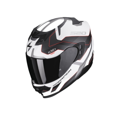 Casco Scorpion Exo 520 Evo Air Elan Blanco Mate Plata Rojo (Talla L)
