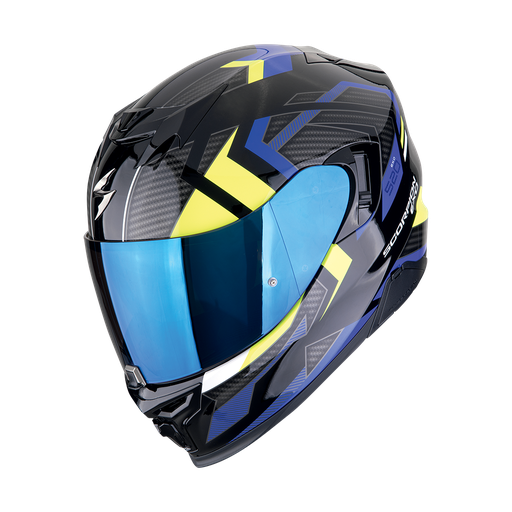 Casco Scorpion Exo-520 Evo Air Sensus Negro-Azul-Amarillo Neón